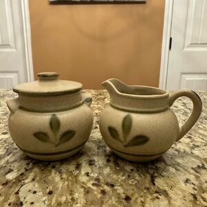 Rustic Cream and Green Serveware Set